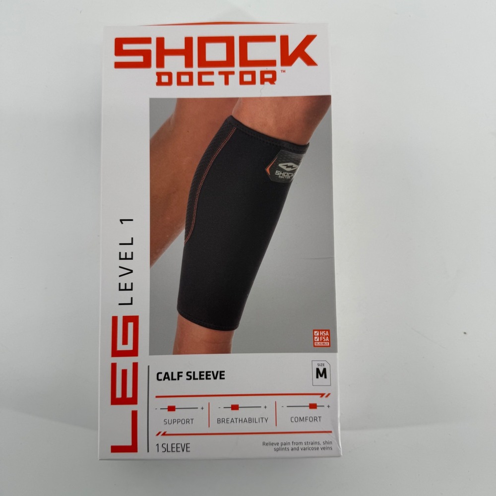 Shock Doctor Leg Level‎ 1 Calf Sleeve Black Med Compression Shin Splint Support
